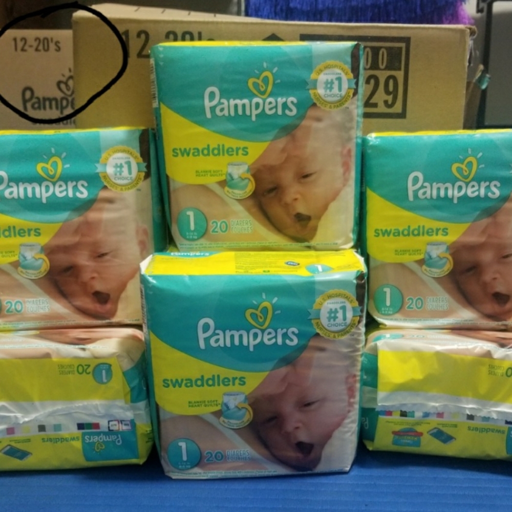 Pampers swaddlers size 1, 12 ( 20 count) 8-14 lbs
